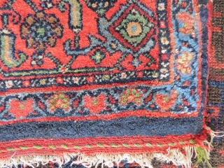 Bidjar rug, 232x143, made around 1930. Very good condition with just very little wear and one restored corner and another just slightly damaged. Nice colours and patina. Difficult to take good photos  ...