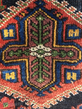 Old Harchegan hassan khani rug, Chahar-Mahal, 214x140 cm. made 1920-1930. Very good colours in this all wool rug. OK condition for age but some former owner have painted the warps blue in  ...