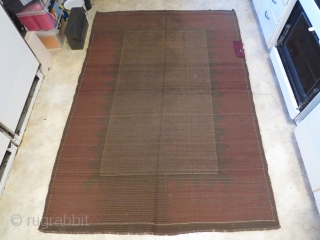 Finnish ryijy rug dated 1843, 189x130 cm. Good condition for age, it has very little wear and some spots, both in the field and the red border. Rug is washed but could  ...