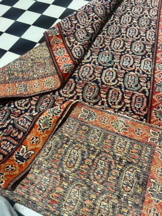 Antique mishan malayer 160x90cm.
End of 19th. Full pile. 
Great vegetable colors. Natural orange and pink dyes.
                 
