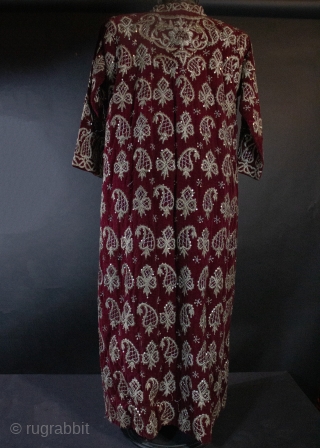 Heavily encrusted Antique  Ottoman velvet and metal thread embroidery dress. Excellent condition .                   