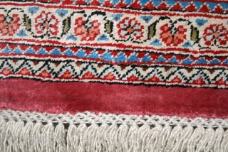 A silk on silk Qum rug of high quality, a collectors piece. 2.10 x 1.35 (6' 10" x 4' 6")             