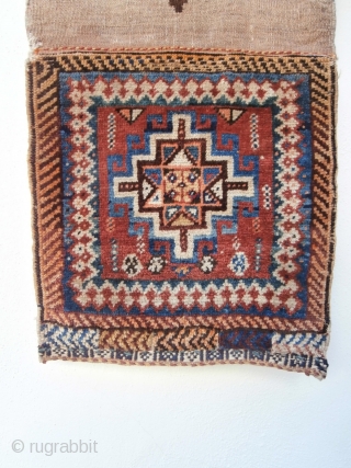 GABBEH TRIBAL BAG probably woven by Lurs. Although the design is more Kurdish in appearance examination of the weave on the reverse, together with the colours, shows that this is a Gabbeh.  ...