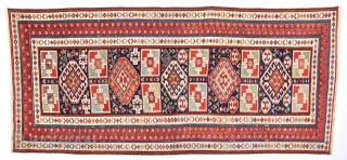 19th Century Caucasian Gendje Rug It's ın Really Good Condition And Untouched One.Size 91 x 197 Cm                