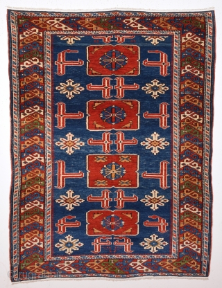 19th Century Caucasian Karagasli Rug.It Has Perfect Pile And Happy Colors Untouched One Size 115 x 150 Cm               