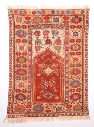 Early 19th Century Anatolian Melas Rug.It's in Good Condition And Untouched Piece.Size 92 x 125 Cm                 