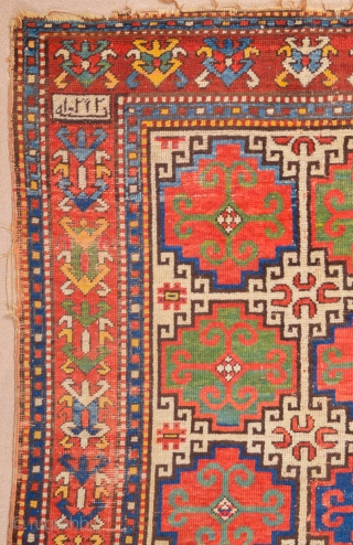 South East Caucasian Moghan region with memlimgul design Rug 19th Century Rug It has dated 1292 = 1875 Size 130 x 250 cm          