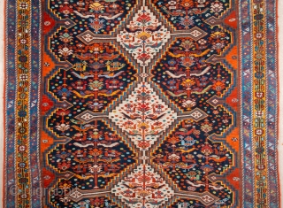 Very Beautiful Persian Khamseh Rug circa 1870s size 150 x 192 cm                     