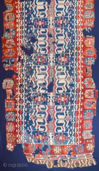 18th Century Early example of Anatolian Manisa Kilim ıt's already mounted on linen.Size 160 x 360 cm                