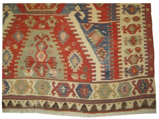 

Konya saff Anatolian kilim knotted circa 1780 antique, museum standard, collectors item. 190 x 140 cm  carpet ID: AZ-2701
Family prayer kelim, the surrounded large border is ivory, rare design. The black  ...