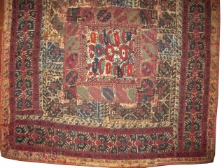 
Greek Iland patchwork woven circa 1860 antique, collectors item, museum standard, 67 x 67 cm  carpet ID: PT-1
Embroidered with silk and cotton, certain places to be stitched.
     