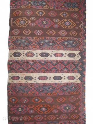 

Kotahya Turkish kelim, woven circa 1880 antique, collector's item, 201 x 70 cm,  carpet ID: UOE-11
The warp and the weft threads are 100% wool, in good condition, considered as a fragment  ...