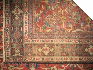 Mahal Persian, knotted circa in circa 1920 antique, 345 x 252 (cm) 11' 4" x 8' 3" 
 carpet ID: P-2997
The black knots are oxidized, the knots are hand spun wool, certain  ...