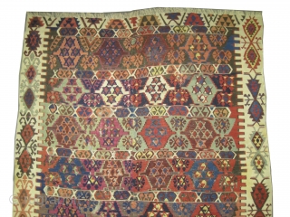 
Anatolian kilim, woven circa in 1860 antique, collector's item, 372 x 170 (cm) 12' 2" x 5' 7"  carpet ID: A-688
Woven with hand spun wool, from the last two edges small  ...