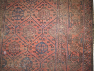 Belutch Afghan Persian knotted circa in 1925 antique, 289 x 173 (cm) 9' 6" x 5' 8" 
 carpet ID: LF-3
The black knots are oxidized, the knots, the warp and the weft  ...