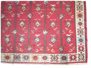 
Shasrkoy Art Deco period 1924, 260 x 258 (cm) 8' 6" x 8' 6"  carpet ID: A-523
Woven with hand spun wool, the background color is brick, the surrounded large border is  ...