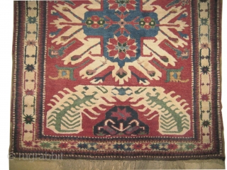 

Tchelaberd Caucasian knotted circa in 1920 antique, collector's item, rare size, 170 x 140 (cm) 5' 7" x 4' 7"  carpet ID: K-3308
The knots, the warp and the weft threads are  ...