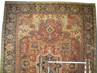

Bakshaïsh Heriz Persian knotted circa in 1905 antique, 280 x 220 (cm) 9' 2" x 7' 3" 
 carpet ID: P-3719
In good condition, the knots are hand spun wool, the shirazi borders  ...