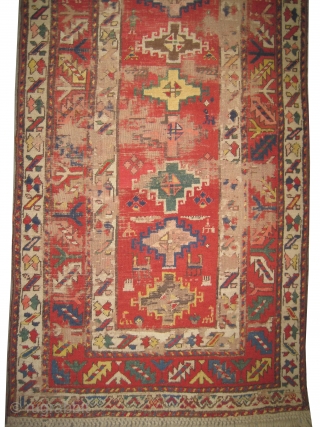 
Gendja Caucasian knotted circa in 1895 antique, collector's item, 287 x 90 (cm) 9' 5" x 2' 11"  carpet ID: K-4443
The black knots are oxidized, the knots are hand spun wool,  ...