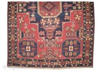 

Konakent Caucasian knotted circa in 1920 antique, 189 x 134  carpet ID: H-333
The black knots are oxidized, the knots are hand spun wool, the warp and the weft threads are wool,  ...