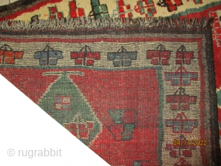 
Gabbeh Nomad knotted circa in 1928 semi antique, collectors item, 188 x 130 cm  carpet ID: T-711

The knots are hand spun wool, the black knots are oxidized, the warp and the  ...