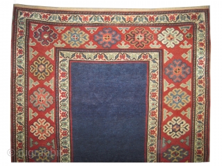 	

Talish Caucasian, knotted circa in 1875, antique, collector's item, 220 x 116 (cm) 7' 3" x 3' 10"  carpet ID: K-4413
The black knots are oxidized, the warp and the weft threads  ...