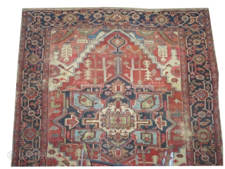 


Serapi-Heriz Persian knotted circa in 1880 antique, collectors item, 262 x 242 cm 
 carpet ID: P-4765
The black knots are oxidized, the knots are hand spun lamb wool, the selvages are woven  ...
