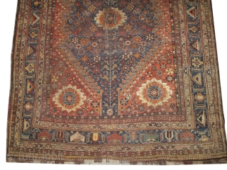 


Qashqai Persian knotted circa in 1905 antique, collectors item, 300 x 228 cm, 
 carpet ID: P-5980
The black knots are oxidized. The knots, the warp and the weft threads are mixed with  ...