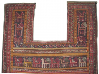 
Horse cover Shirvan Caucasian knotted circa in 1920 antique, collectors item, 147 x 121 cm  carpet ID: H-297
The horse cover is hand knotted, the black knots are oxidized, the background color  ...