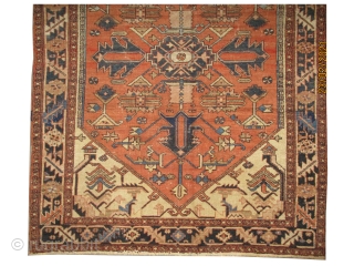 Heriz Persian knotted circa in 1906 antique, collectors item, 184 x 143 cm 
 carpet ID: K-5540
The knots are hand spun wool, both selvages are woven on two lines with wool, the  ...