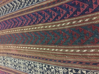 Bidjar-Iran Kurdish jajim with Geometrical pattern belongs to first half 20th.
size:110*180 cm
Some signs of wear and aging is visible though it was kept unused for many years.
Please contact for more images.
  
