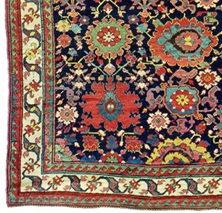 An important N.W. Persian carpet, measuring 9.6 x 23.3 feet (2.90x7.10m). Woven near the end of the Zand or beginning of the Qajar Dynastic periods, ca 1775-1800. Of the same heritage and  ...