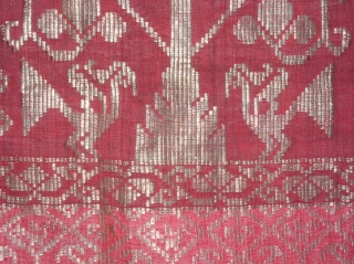 Nobleman's skirt cloth, "kre", silver-wrapped silk thread songket, 58" x 50", Sumbawa                     