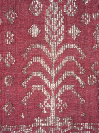 Nobleman's skirt cloth, "kre", silver-wrapped silk thread songket, 58" x 50", Sumbawa                     