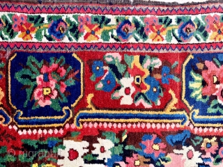 Description and origin: Description and origin: a "Gol Farang" Bakhtiyar-style woven rug with central panel of floral motifs and dense floral border.  rug from the Chahar Mahal region inspired by textiles  ...