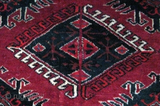 Yomud Eagle Gul 3 Carpet

An unusual rug that probably dates in the twentieth century, although the style is usually much earlier.  One synthetic bright red; don't think there are others, but  ...