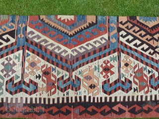 Fabulous central anatolian kilim, lovely colours including nice aubergine, good condition in general but one 'indigenous' repaired hole, with this type one half is often more beautiful than the complete piece (hang  ...