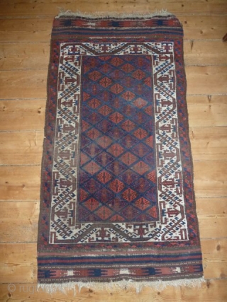 Lovely small antique baluch rug, good colours, 90 x 170 cm,                      