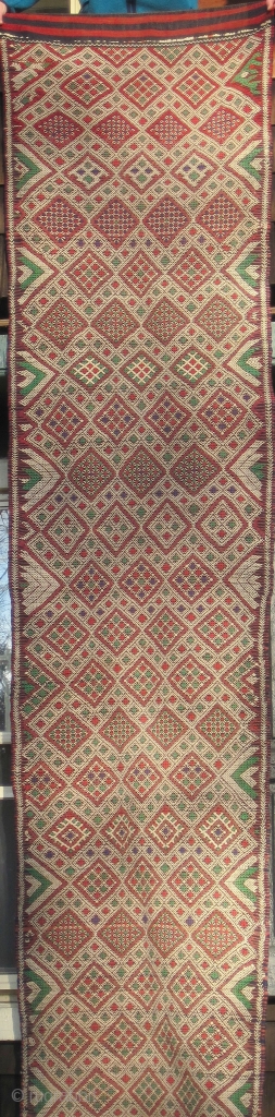 This is about one third of a Middle Atlas Moroccan 'runner'; it is too long to view well in one photo.  In fact it was originally made as a tent wall,  ...