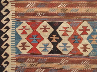 Anatolian Kilim Half, mid 19th century,70x300cm,proffessionaly mounted on linen.Joyful!                        