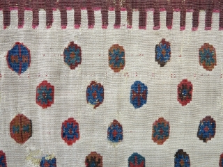 Rare and Early Anatolian Kurdish Kilim Half, possibly made by Hakkaris from southeast Anatolia, 72x200cm, finely woven with shiny wool, beautiful and rare example of an early domestic weaving, professionally mounted on  ...