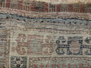 Early South Caucasian-Moghan long rug, first half of 19th century, 110X320cm. A bit worn, but quite complete and have the spirit of a real old Caucasian village rug!     