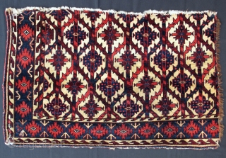 Early and Great Yomut Asmalyk Fragment,66x105cm,beautiful colors(slightly smoked,though still very clear),full pile of soft and shiny wool,tight and fine weave(lots of offset knotting),heavy-soft handle,the real deal!       