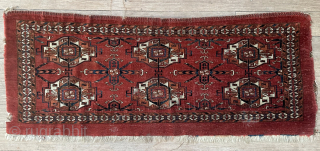 Tekke torba, pre-1850, 117x46 cm, very fine weaving, some (moth) damages, but overall good pile, contact: matthiaswohlgemuth@gmx.ch                