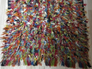 Double face Kurdish tulu - filikli rug with angora wool. Length: 165 cm x width: 132 cm (65" x 52").             
