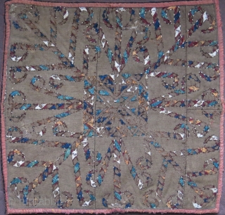 Turkmen Camel trapping fragment. Front part of Camel trapping – Yomud silk embroidery with natural colors. Wears come from its early ages. Foundation is linen which makes it rare and unique. Silk  ...