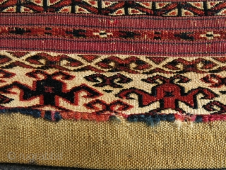 Turkmen Tekke mini akh chuval. Second half of 19th century. Some wears stitched. 
Size: 85 cm x 38 cm (33.5"x 15").            