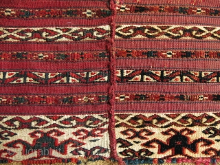 Turkmen Tekke mini akh chuval. Second half of 19th century. Some wears stitched. 
Size: 85 cm x 38 cm (33.5"x 15").            