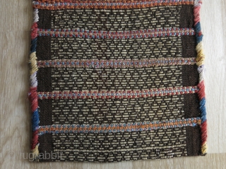 Persian Hallach tribal salt bag. Double side warp face woven. Circa 1920. Mostly natural colors. Size: 32 cm x 47 cm (12.5" x 18.5").         