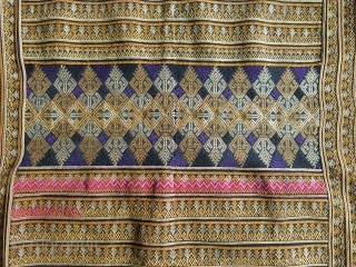 A panel from an ethnic Chinese Miao minority dress fragment or apron. Circa 1920-30. Size: 48 cm x 60 cm (19" x 24").          